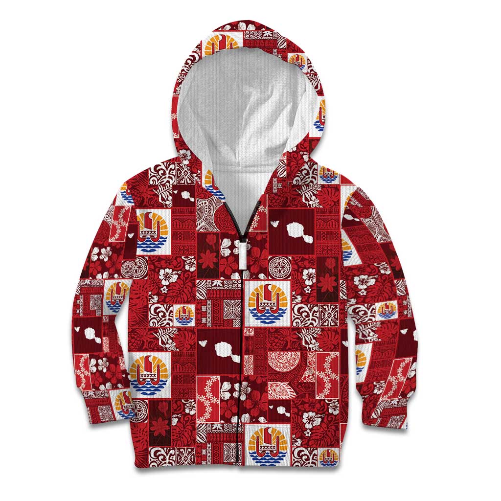 Tahiti Oaoa I Teie Noera Kid Hoodie Pacific Patchwork Xmas Vibes - Polynesian Pride