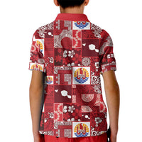 Tahiti Oaoa I Teie Noera Kid Polo Shirt Pacific Patchwork Xmas Vibes - Polynesian Pride