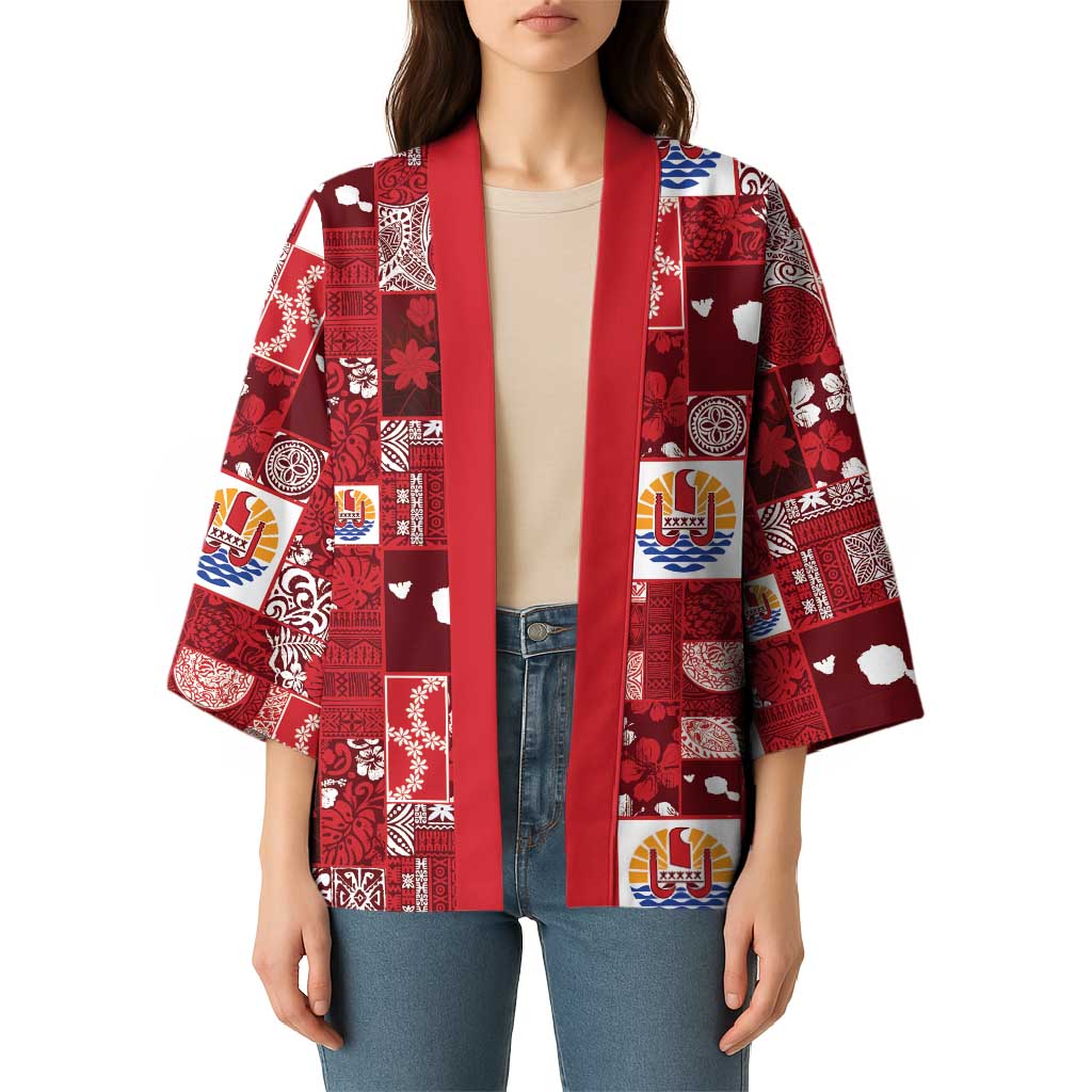 Tahiti Oaoa I Teie Noera Kimono Pacific Patchwork Xmas Vibes - Polynesian Pride