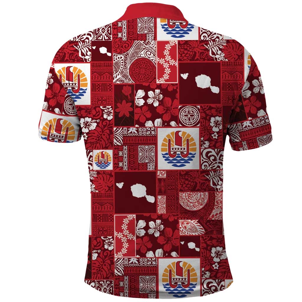 Tahiti Oaoa I Teie Noera Polo Shirt Pacific Patchwork Xmas Vibes - Polynesian Pride