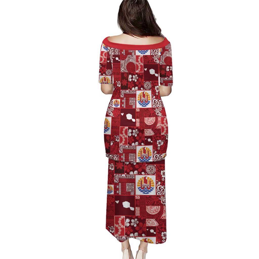 Tahiti Oaoa I Teie Noera Puletasi Pacific Patchwork Xmas Vibes - Polynesian Pride