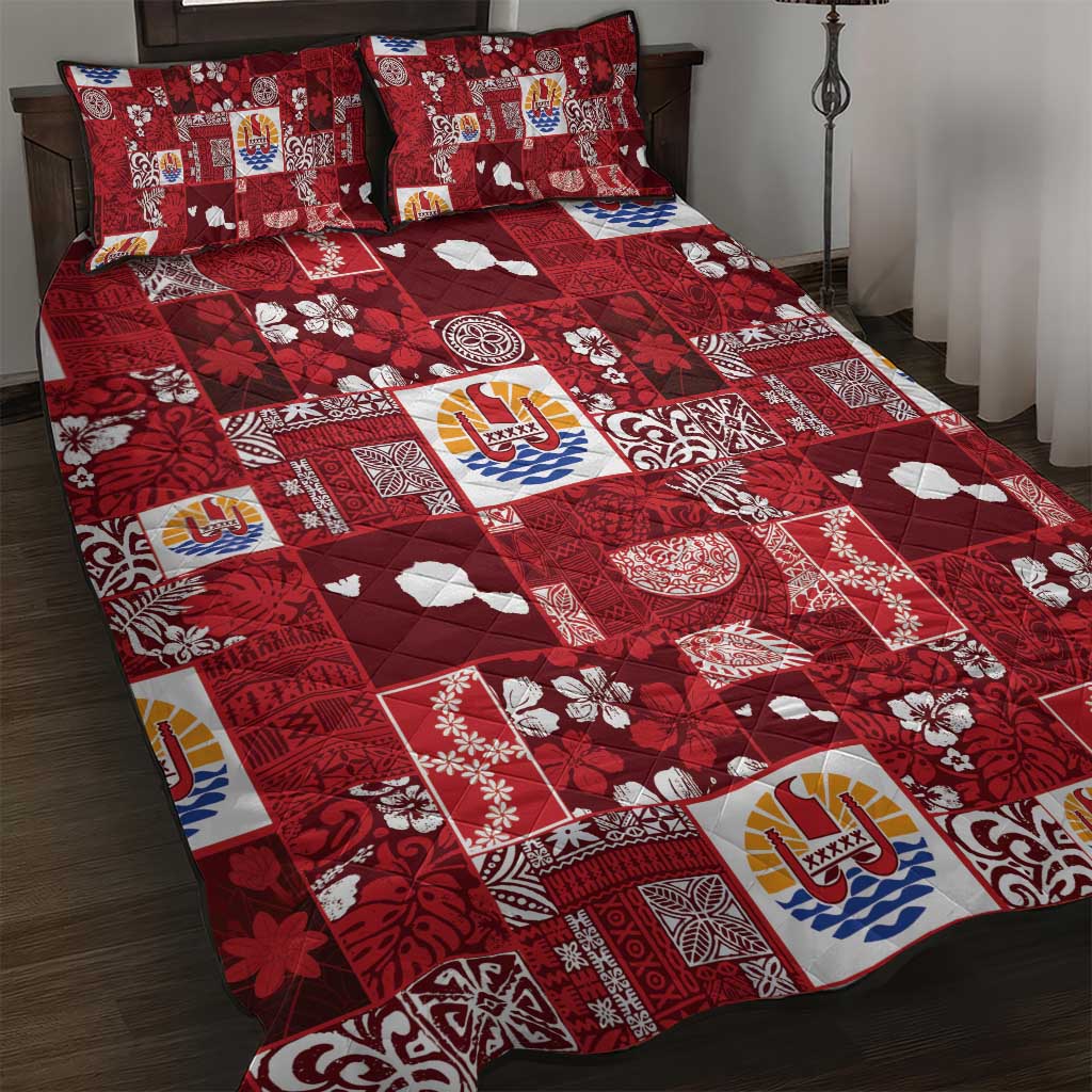 Tahiti Oaoa I Teie Noera Quilt Bed Set Pacific Patchwork Xmas Vibes - Polynesian Pride