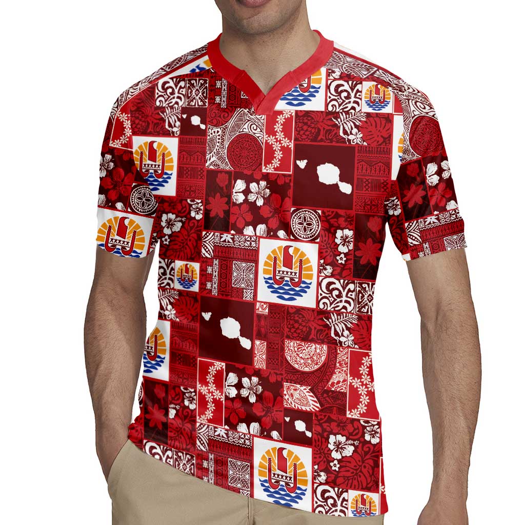 Tahiti Oaoa I Teie Noera Rugby Jersey Pacific Patchwork Xmas Vibes - Polynesian Pride