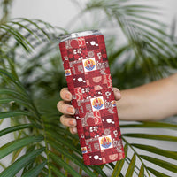 Tahiti Oaoa I Teie Noera Skinny Tumbler Pacific Patchwork Xmas Vibes - Polynesian Pride