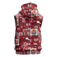 Tahiti Oaoa I Teie Noera Sleeveless Zip Hoodie Pacific Patchwork Xmas Vibes - Polynesian Pride