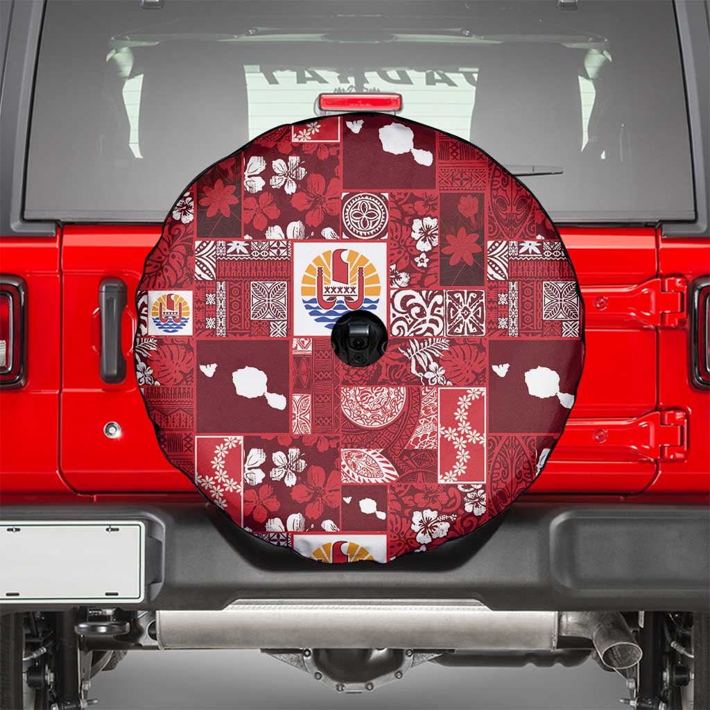 Tahiti Oaoa I Teie Noera Spare Tire Cover Pacific Patchwork Xmas Vibes - Polynesian Pride