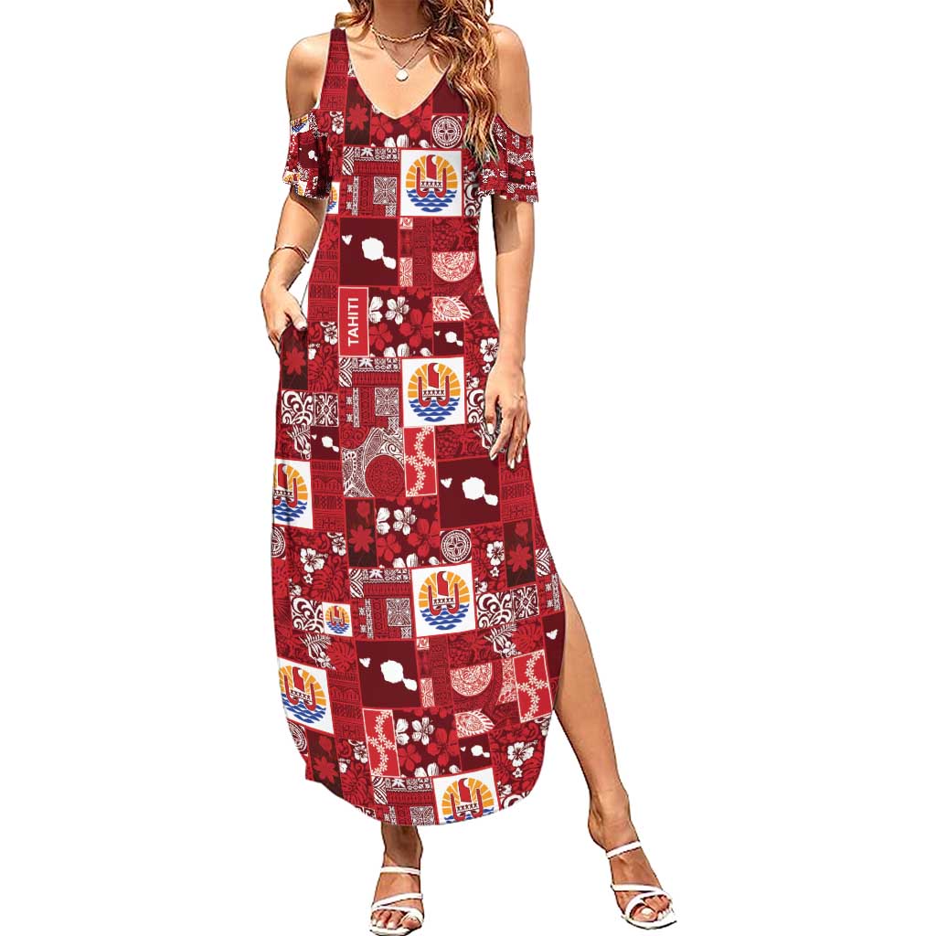 Tahiti Oaoa I Teie Noera Summer Maxi Dress Pacific Patchwork Xmas Vibes - Polynesian Pride