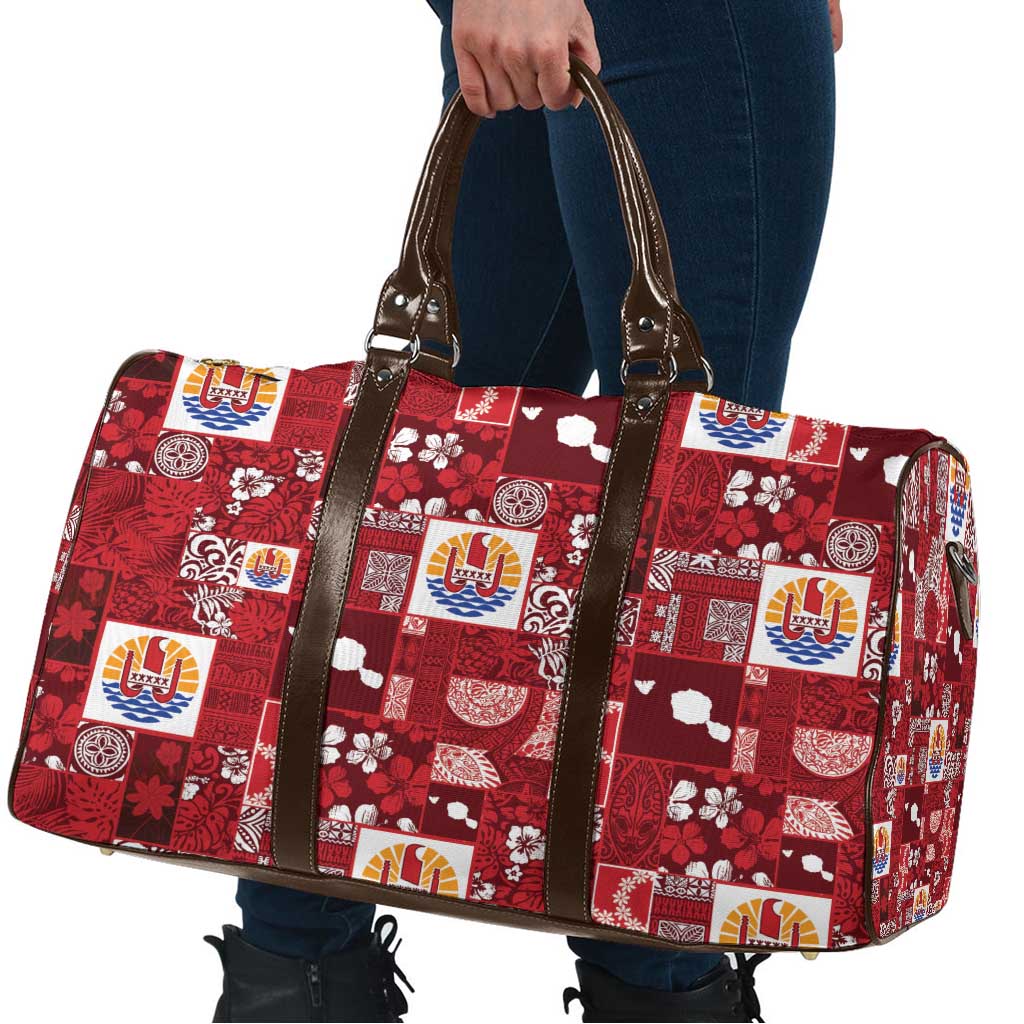 Tahiti Oaoa I Teie Noera Travel Bag Pacific Patchwork Xmas Vibes - Polynesian Pride