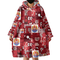 Tahiti Oaoa I Teie Noera Wearable Blanket Hoodie Pacific Patchwork Xmas Vibes - Polynesian Pride