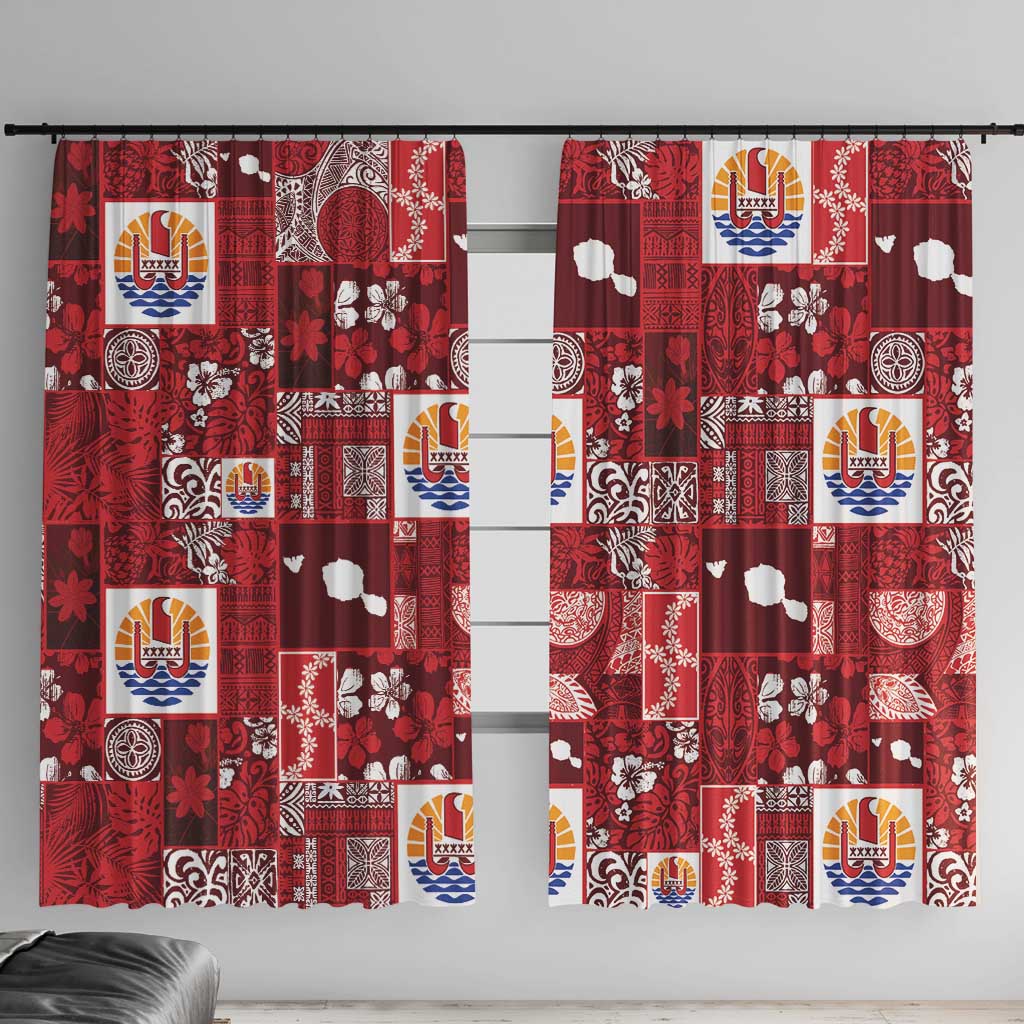 Tahiti Oaoa I Teie Noera Window Curtain Pacific Patchwork Xmas Vibes - Polynesian Pride