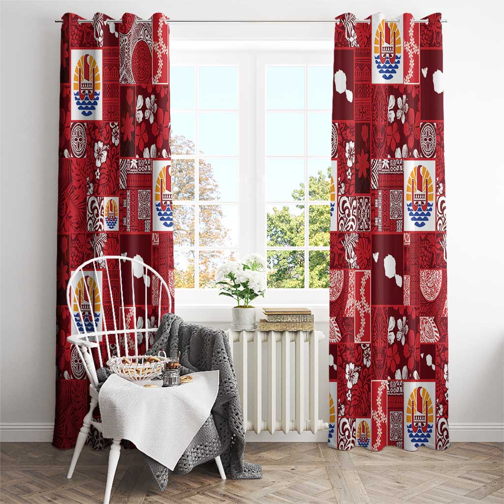 Tahiti Oaoa I Teie Noera Window Curtain Pacific Patchwork Xmas Vibes - Polynesian Pride