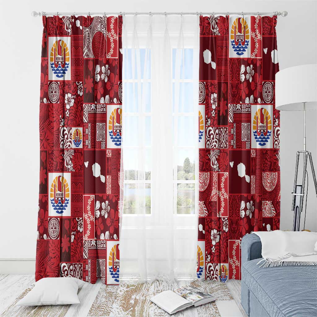 Tahiti Oaoa I Teie Noera Window Curtain Pacific Patchwork Xmas Vibes - Polynesian Pride