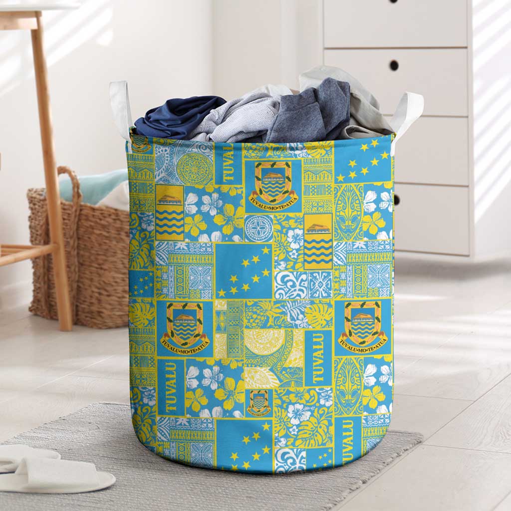Tuvalu Manuia te Kilisimasi Laundry Basket Pacific Patchwork Xmas Vibes - Polynesian Pride