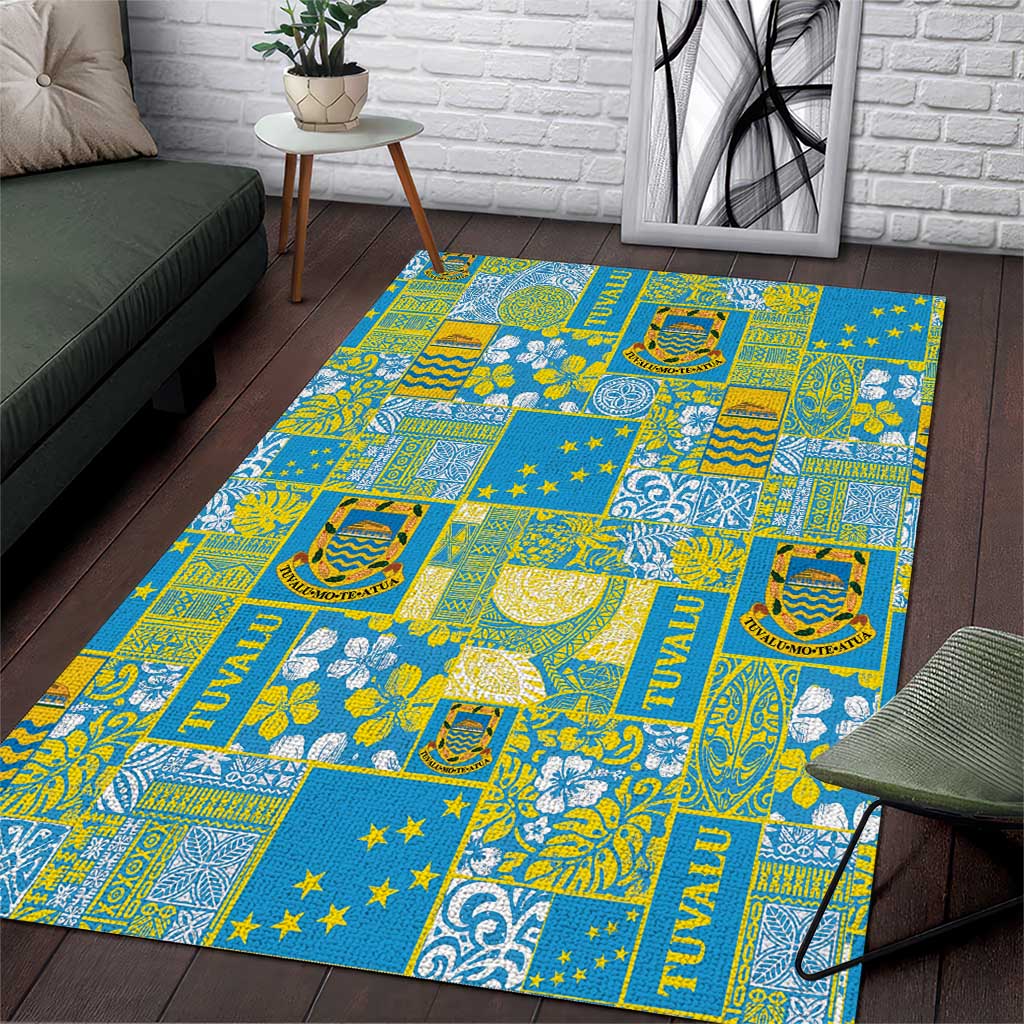 Tuvalu Manuia te Kilisimasi Area Rug Pacific Patchwork Xmas Vibes - Polynesian Pride