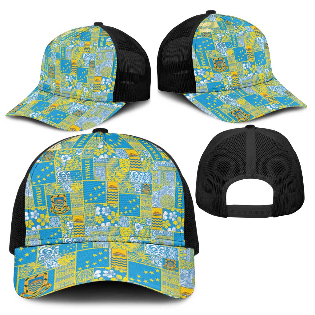 Tuvalu Manuia te Kilisimasi Baseball Net Cap Pacific Patchwork Xmas Vibes - Polynesian Pride
