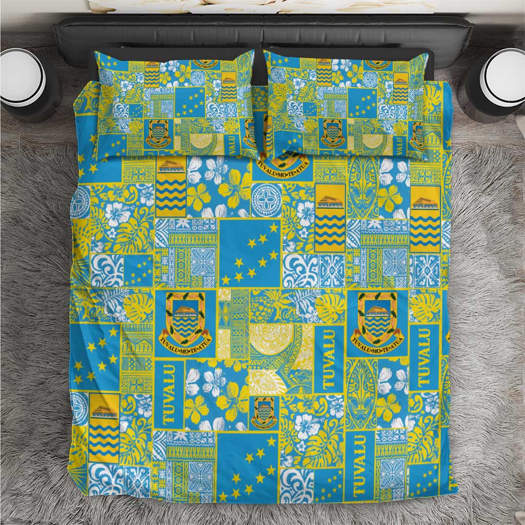 Tuvalu Manuia te Kilisimasi Bedding Set Pacific Patchwork Xmas Vibes - Polynesian Pride