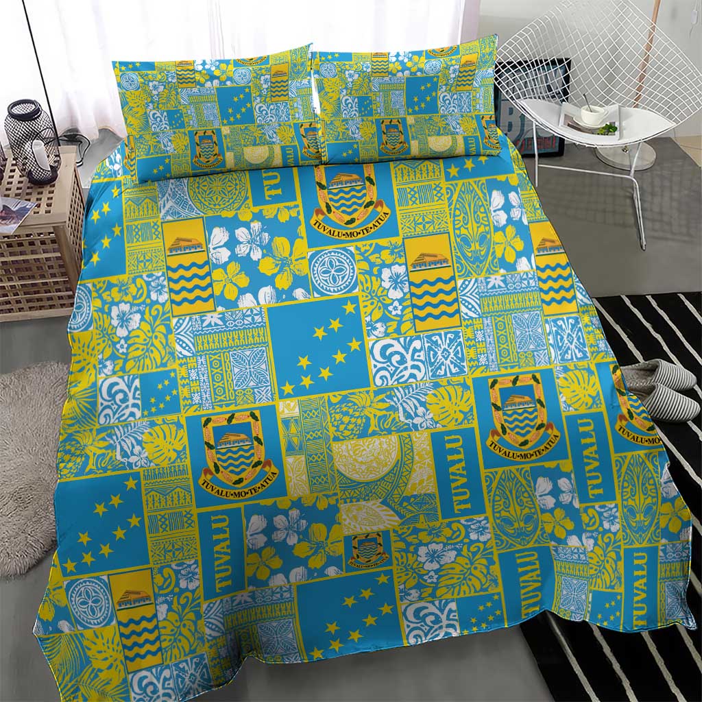 Tuvalu Manuia te Kilisimasi Bedding Set Pacific Patchwork Xmas Vibes - Polynesian Pride