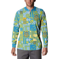 Tuvalu Manuia te Kilisimasi Button Sweatshirt Pacific Patchwork Xmas Vibes - Polynesian Pride