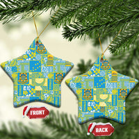 Tuvalu Manuia te Kilisimasi Ceramic Ornament Pacific Patchwork Xmas Vibes - Polynesian Pride