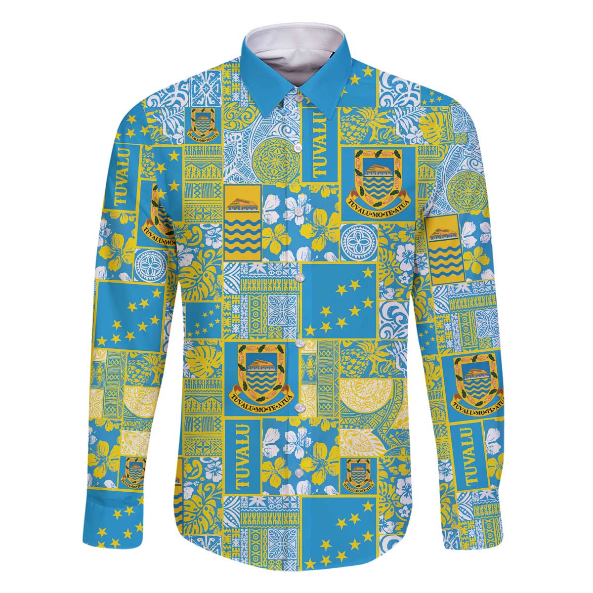 Tuvalu Manuia te Kilisimasi Family Matching Off The Shoulder Long Sleeve Dress and Hawaiian Shirt Pacific Patchwork Xmas Vibes - Polynesian Pride