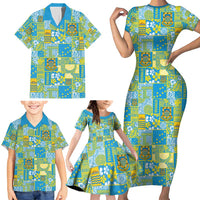 Tuvalu Manuia te Kilisimasi Family Matching Short Sleeve Bodycon Dress and Hawaiian Shirt Pacific Patchwork Xmas Vibes - Polynesian Pride