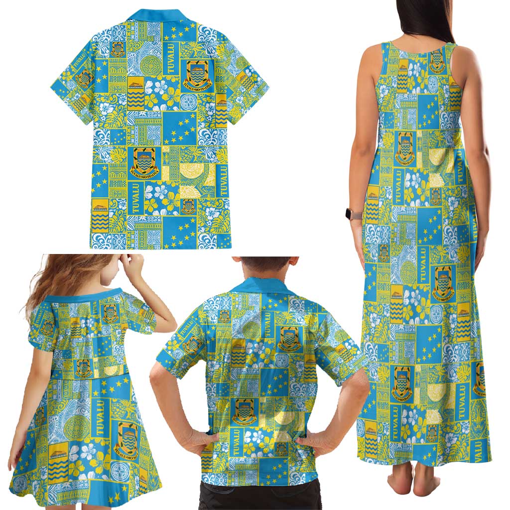 Tuvalu Manuia te Kilisimasi Family Matching Tank Maxi Dress and Hawaiian Shirt Pacific Patchwork Xmas Vibes - Polynesian Pride