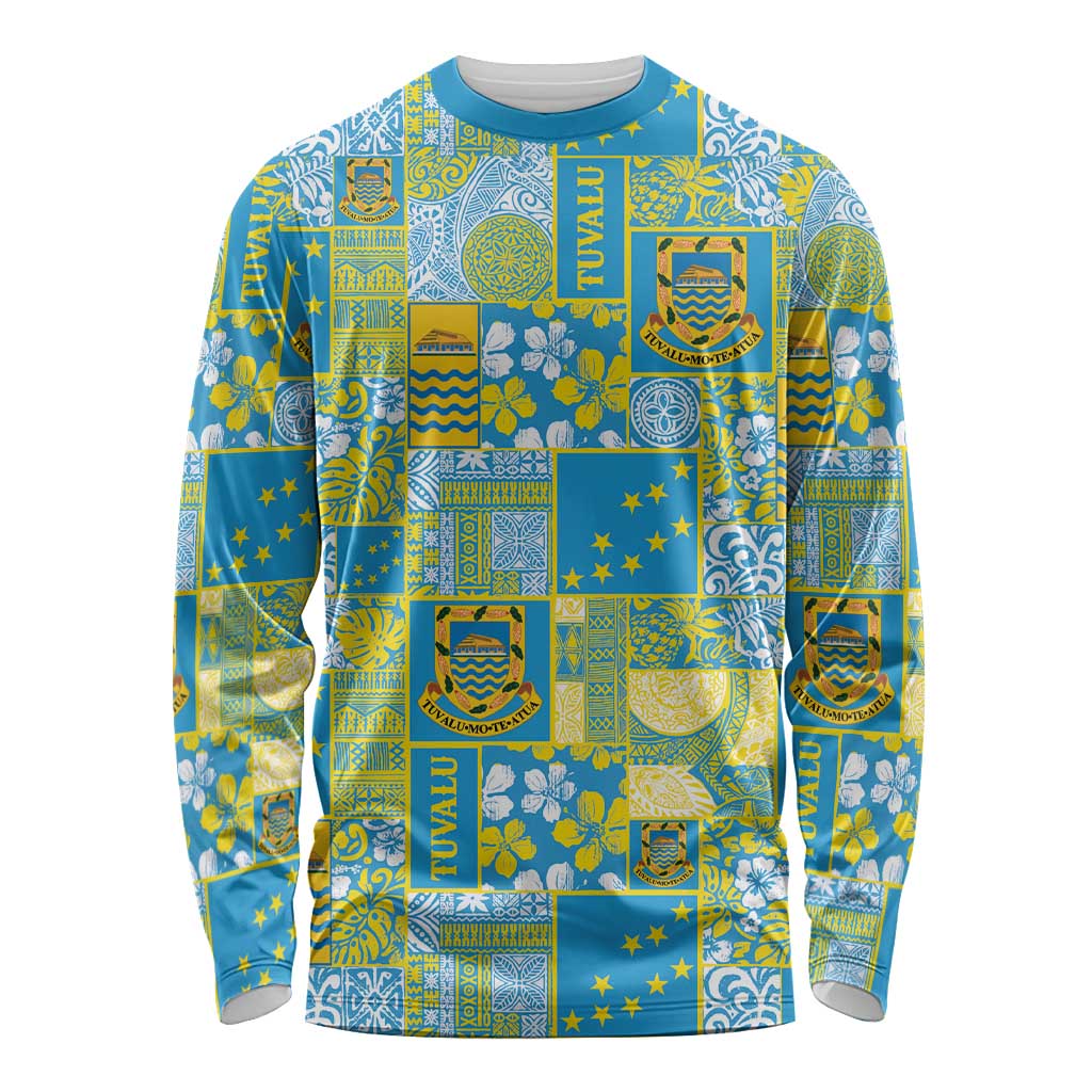 Tuvalu Manuia te Kilisimasi Long Sleeve Shirt Pacific Patchwork Xmas Vibes - Polynesian Pride
