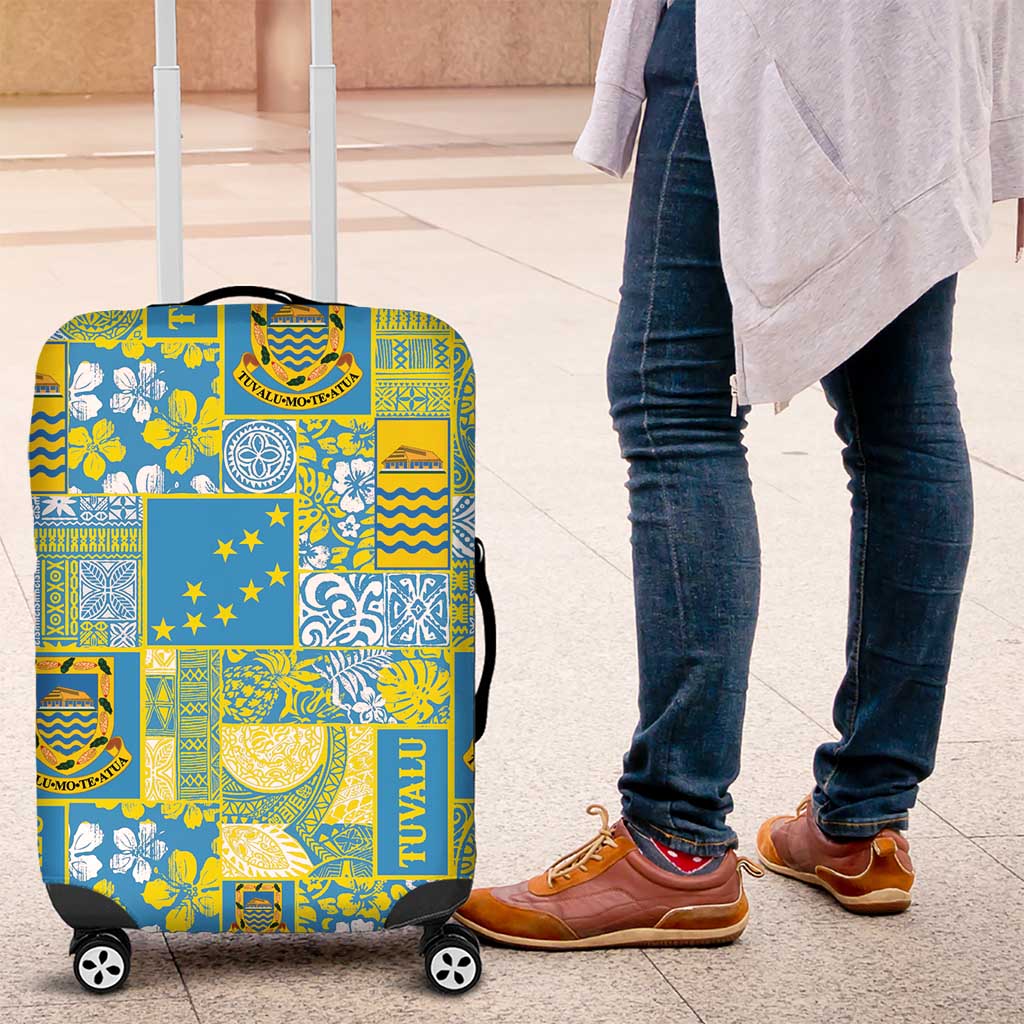 Tuvalu Manuia te Kilisimasi Luggage Cover Pacific Patchwork Xmas Vibes - Polynesian Pride