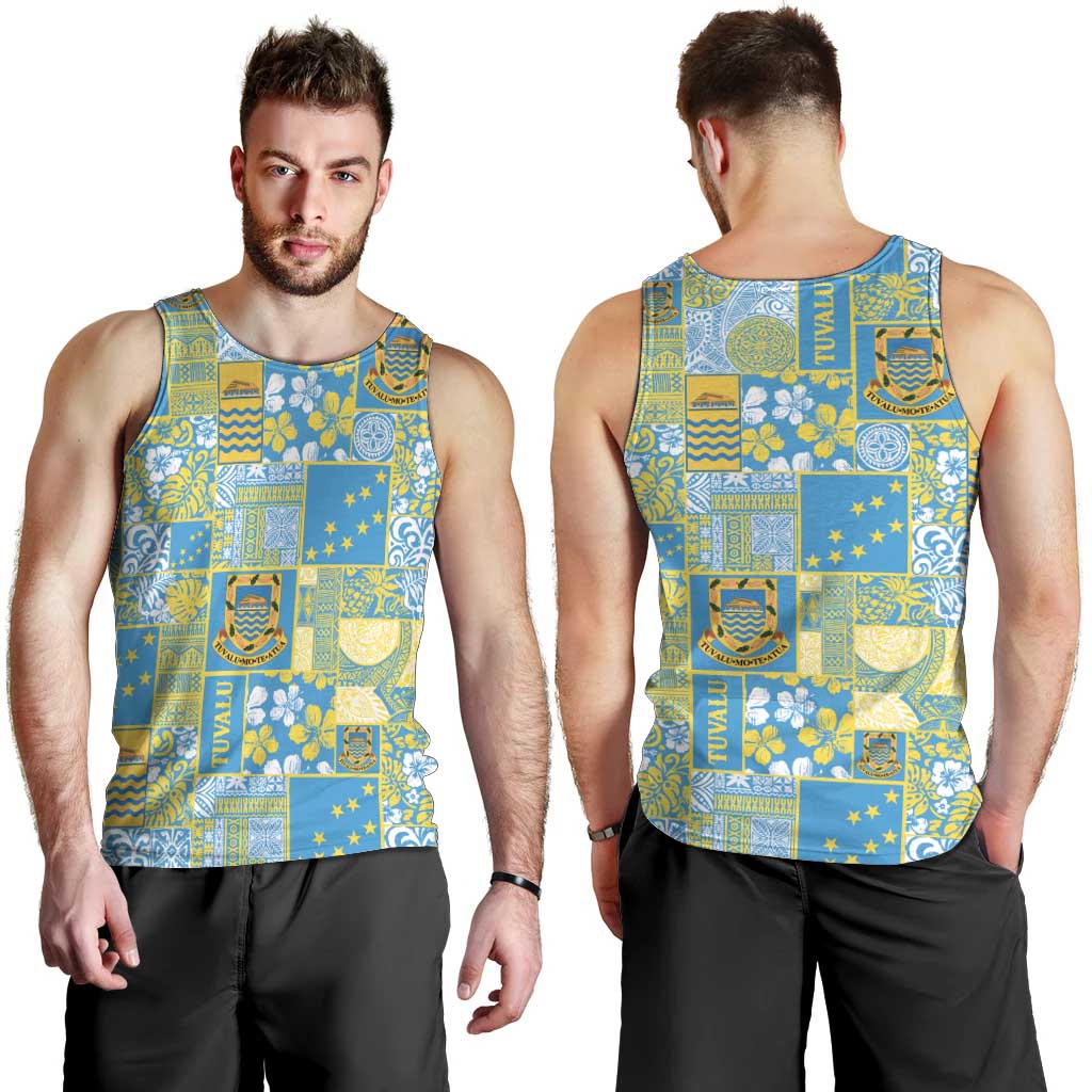 Tuvalu Manuia te Kilisimasi Men Tank Top Pacific Patchwork Xmas Vibes - Polynesian Pride