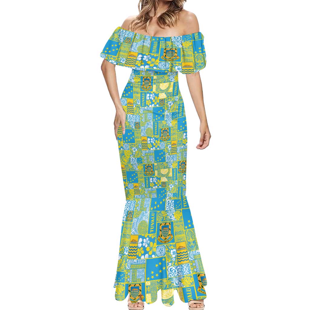 Tuvalu Manuia te Kilisimasi Mermaid Dress Pacific Patchwork Xmas Vibes - Polynesian Pride