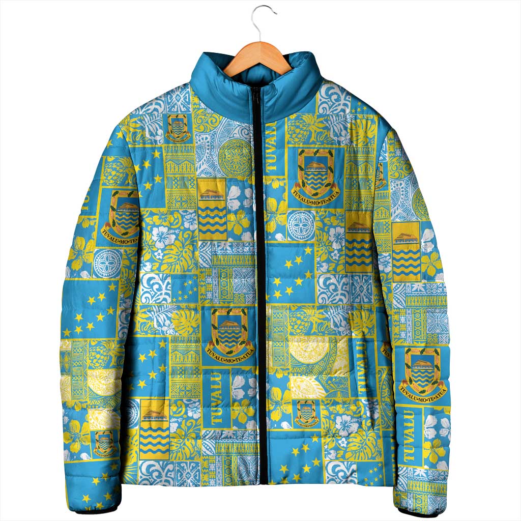 Tuvalu Manuia te Kilisimasi Padded Jacket Pacific Patchwork Xmas Vibes - Polynesian Pride