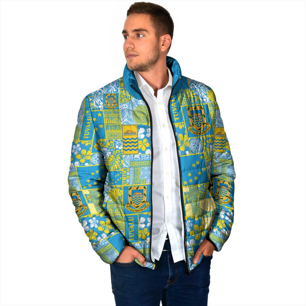 Tuvalu Manuia te Kilisimasi Padded Jacket Pacific Patchwork Xmas Vibes - Polynesian Pride
