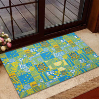 Tuvalu Manuia te Kilisimasi Rubber Doormat Pacific Patchwork Xmas Vibes - Polynesian Pride