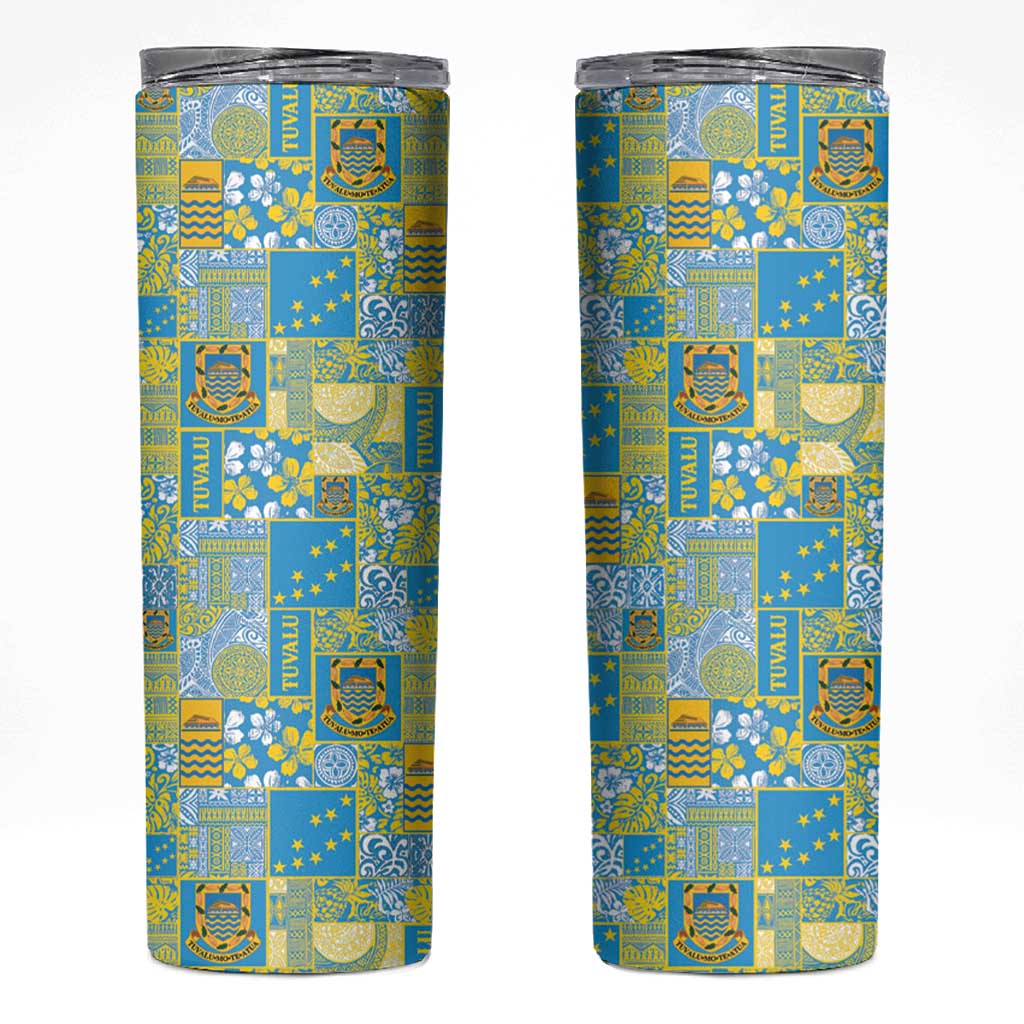 Tuvalu Manuia te Kilisimasi Skinny Tumbler Pacific Patchwork Xmas Vibes - Polynesian Pride