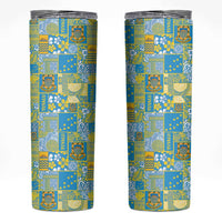 Tuvalu Manuia te Kilisimasi Skinny Tumbler Pacific Patchwork Xmas Vibes - Polynesian Pride