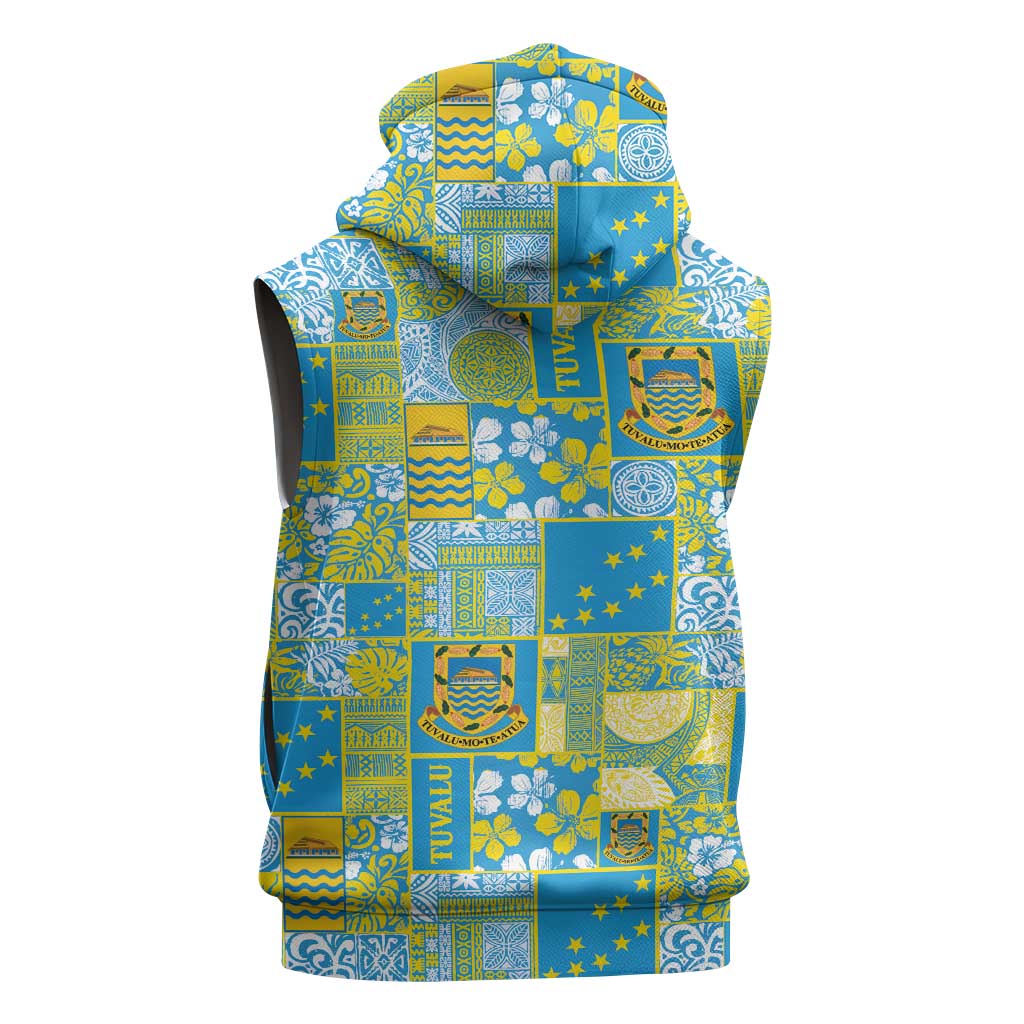 Tuvalu Manuia te Kilisimasi Sleeveless Hoodie Pacific Patchwork Xmas Vibes - Polynesian Pride