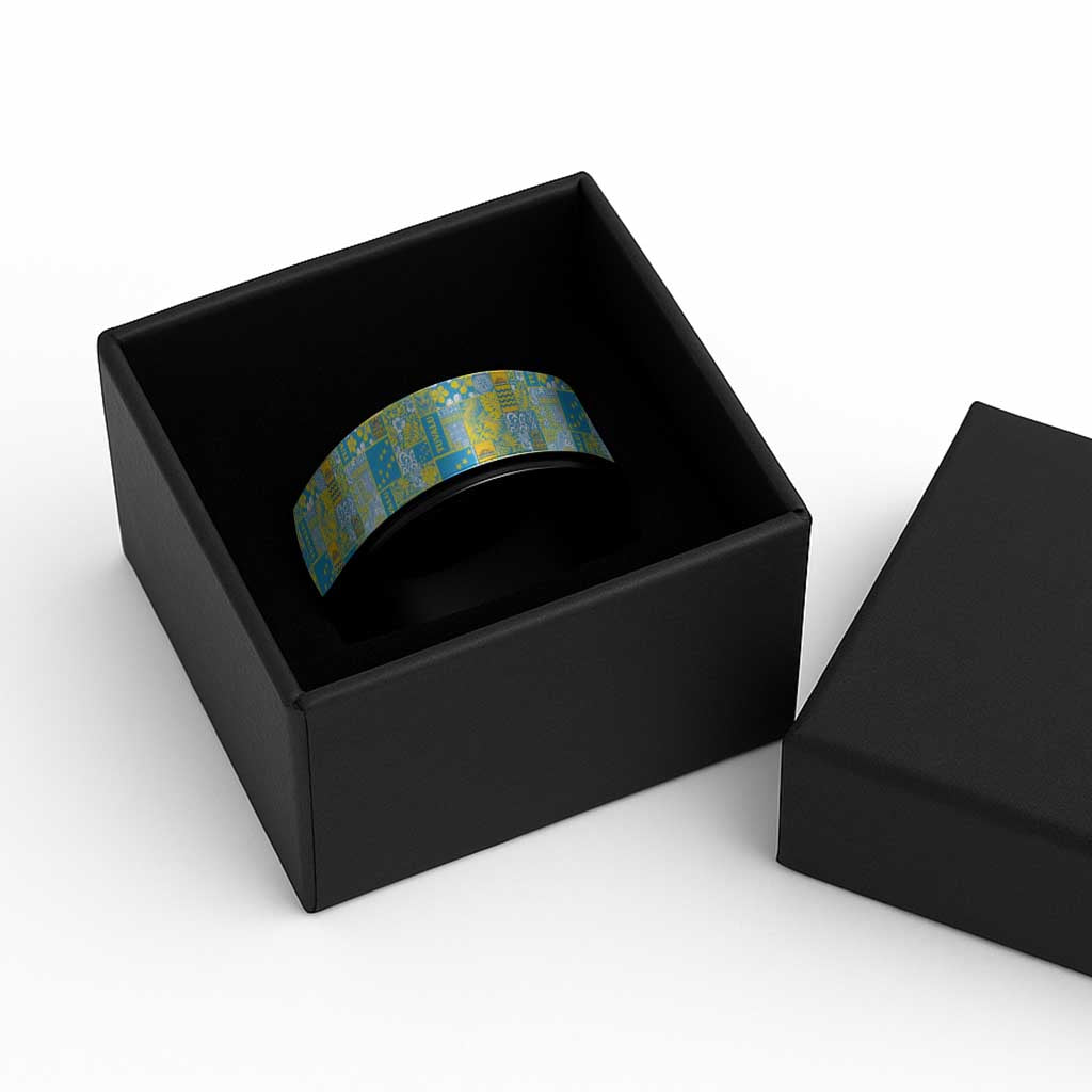 Tuvalu Manuia te Kilisimasi Spinner Ring Pacific Patchwork Xmas Vibes - Polynesian Pride