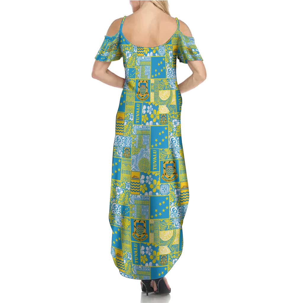 Tuvalu Manuia te Kilisimasi Summer Maxi Dress Pacific Patchwork Xmas Vibes - Polynesian Pride
