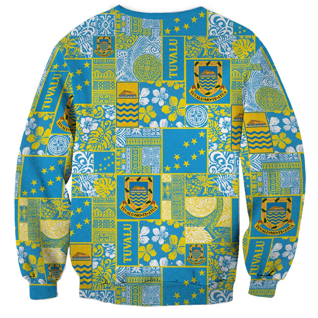 Tuvalu Manuia te Kilisimasi Sweatshirt Pacific Patchwork Xmas Vibes - Polynesian Pride