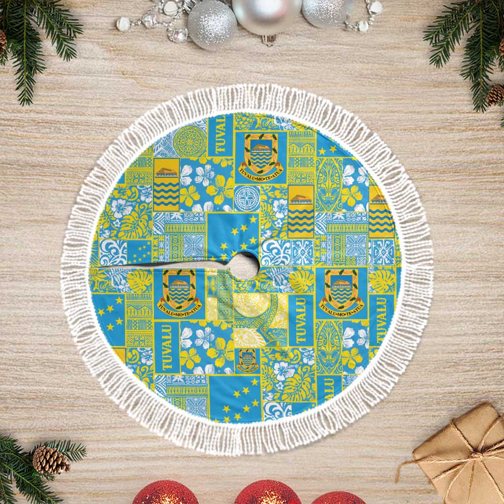Tuvalu Manuia te Kilisimasi Tree Skirt Pacific Patchwork Xmas Vibes - Polynesian Pride