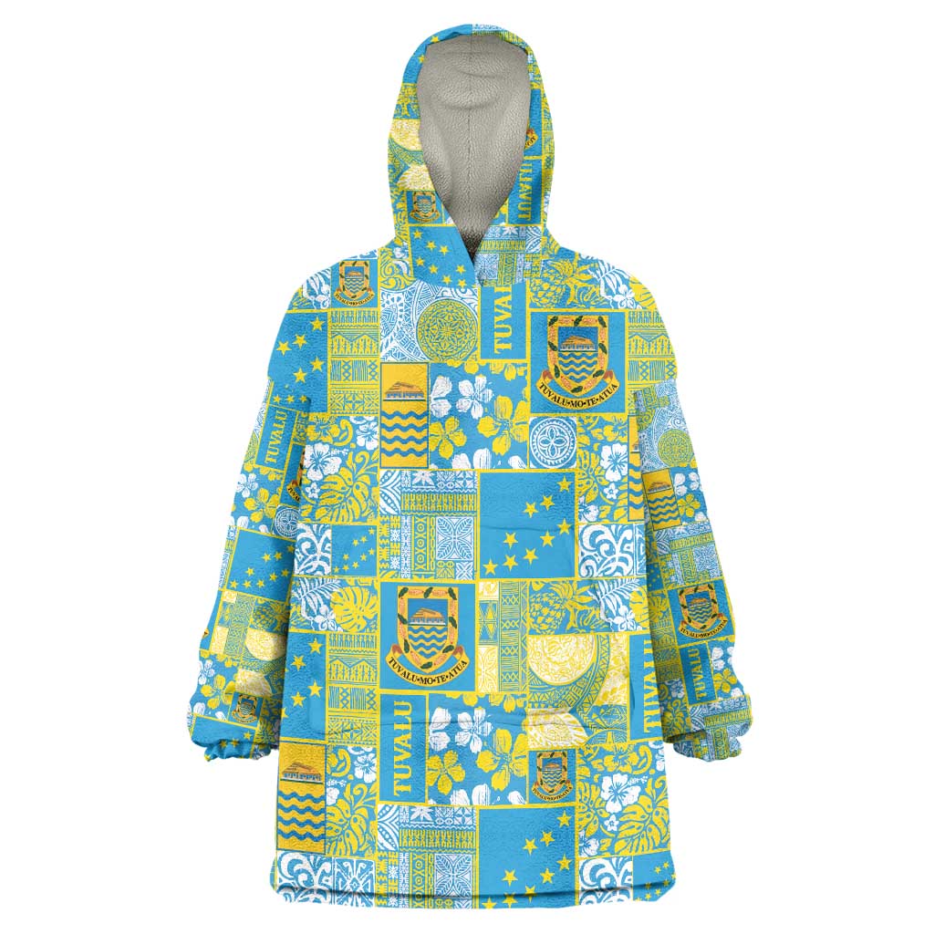 Tuvalu Manuia te Kilisimasi Wearable Blanket Hoodie Pacific Patchwork Xmas Vibes - Polynesian Pride