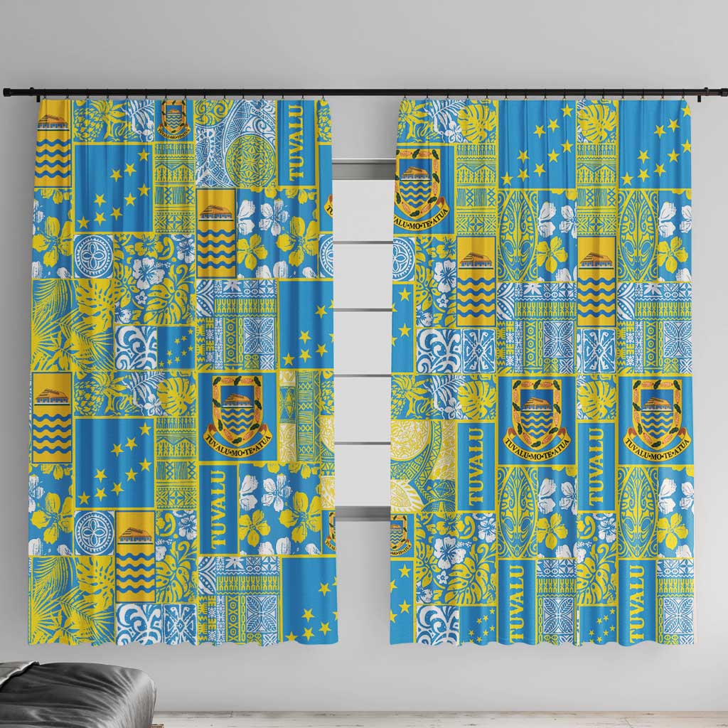 Tuvalu Manuia te Kilisimasi Window Curtain Pacific Patchwork Xmas Vibes - Polynesian Pride