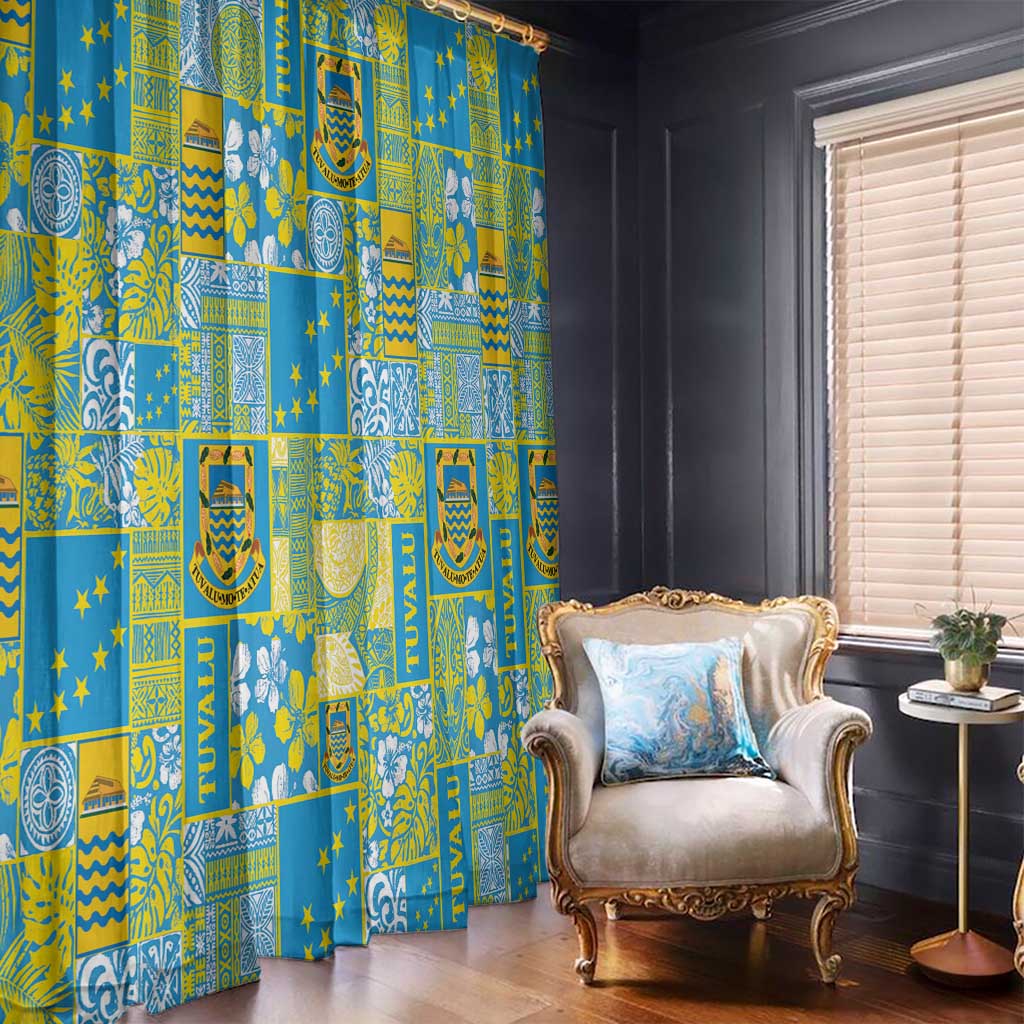 Tuvalu Manuia te Kilisimasi Window Curtain Pacific Patchwork Xmas Vibes - Polynesian Pride