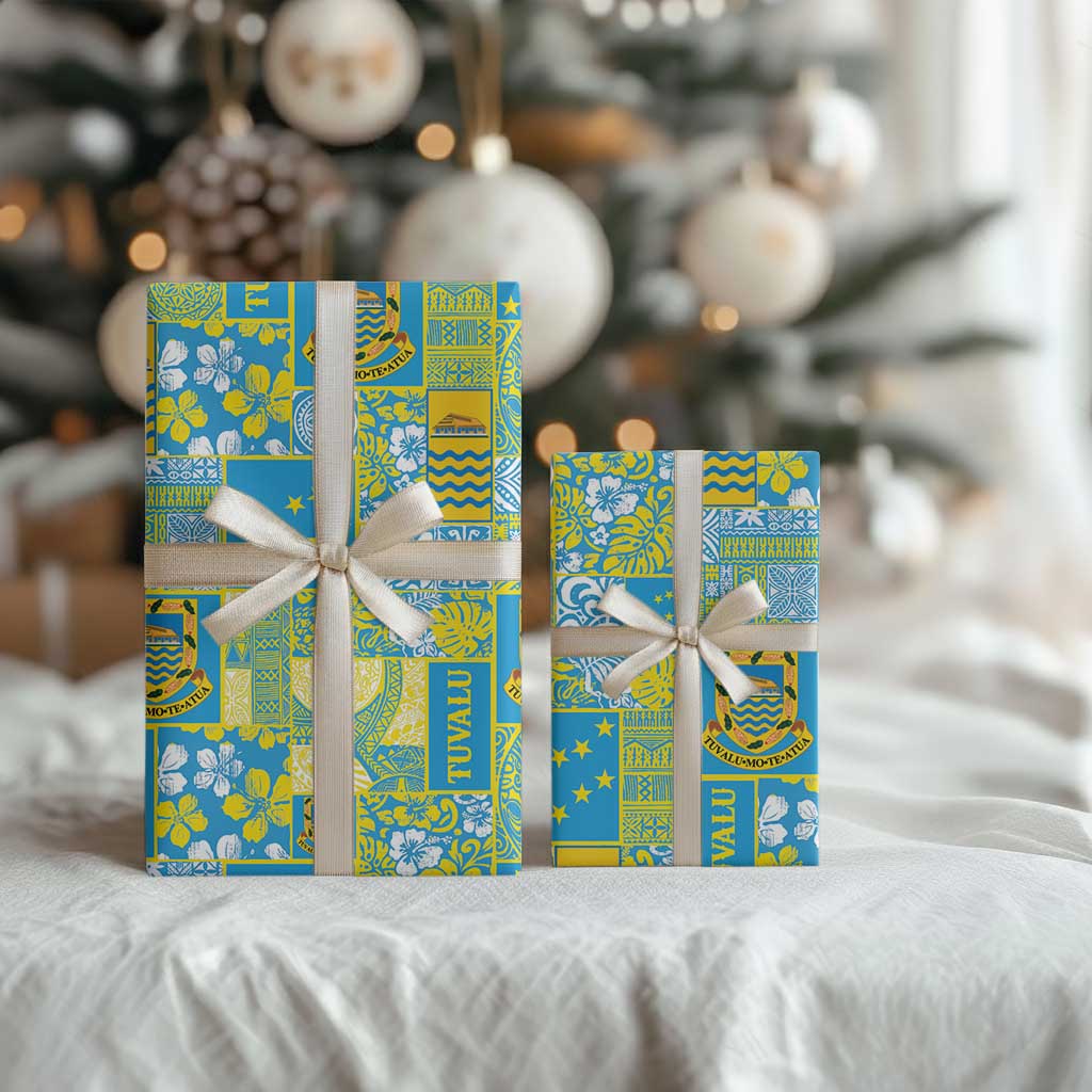 Tuvalu Manuia te Kilisimasi Wrapping Paper Pacific Patchwork Xmas Vibes - Polynesian Pride
