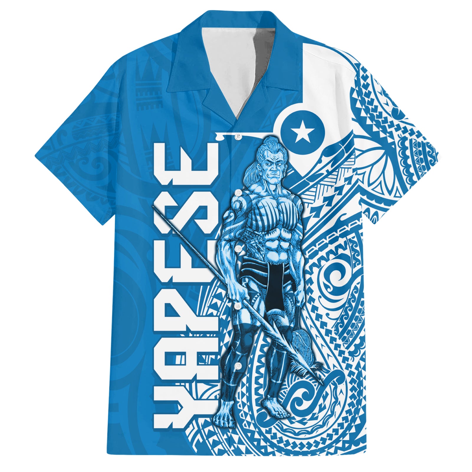 Yap Day 1 March Hawaiian Shirt Micronesia Yapese Warrior LT9 Blue - Polynesian Pride