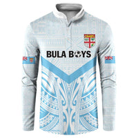 Fiji Football Custom Button Sweatshirt Bula Boys Go Champions LT9 Blue - Polynesian Pride