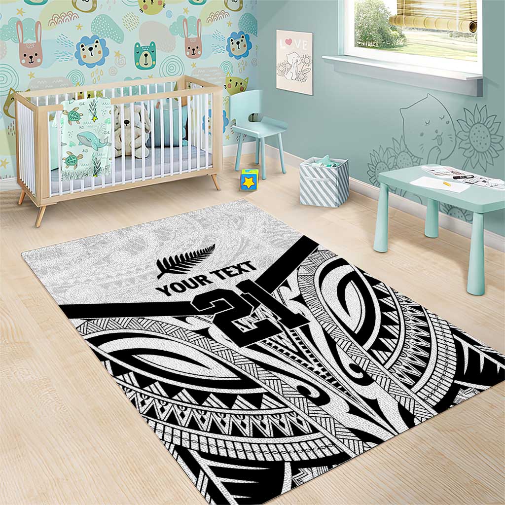 New Zealand Football Custom Area Rug All White Fern Go Champions