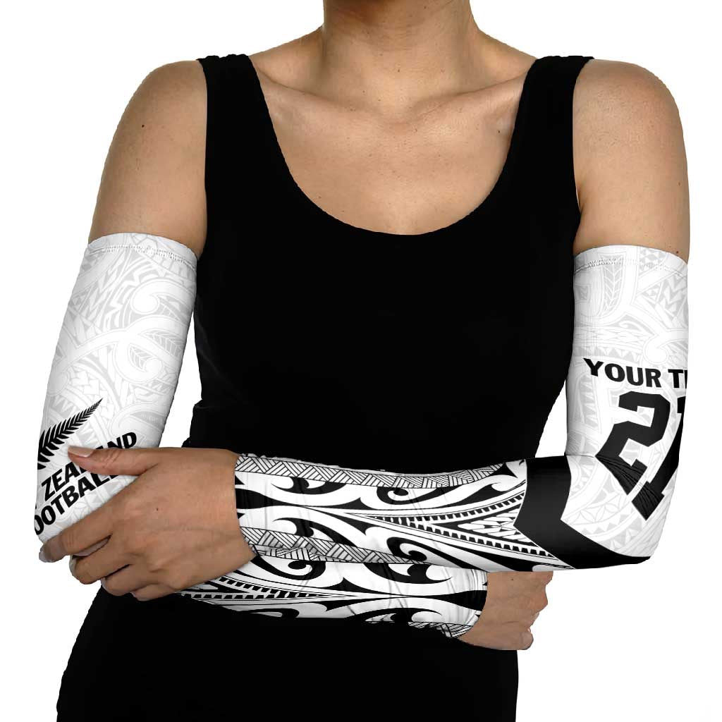 New Zealand Football Custom Arm Sleeves All White Fern Go Champions - Polynesian Pride
