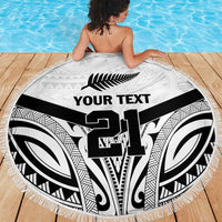 New Zealand Football Custom Beach Blanket All White Fern Go Champions