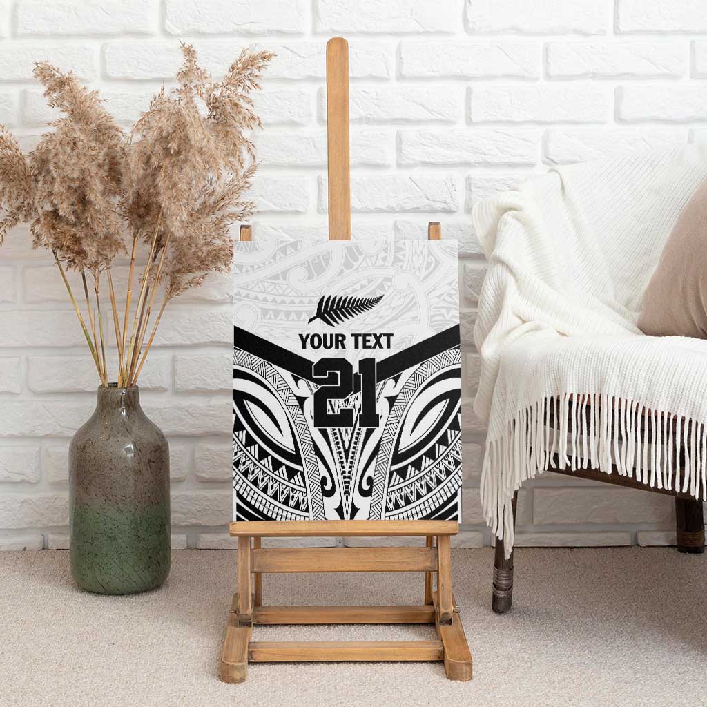 New Zealand Football Custom Canvas Wall Art All White Fern Go Champions